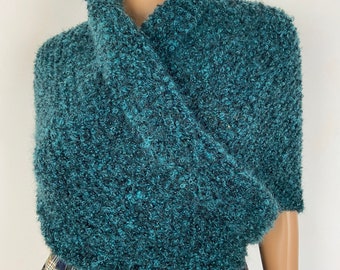 Green Outlander Wool Shawl, Blue Claire Fraser Knit Shoulders Wrap from USA