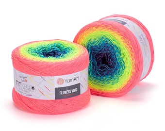 Yarn YarnArt Flowers VIVID 250 grams 1000 meters Gradient Cotton Crochet Knitting Rainbow Yarn Cotton Lace Shawl Wraps Soft Yarn