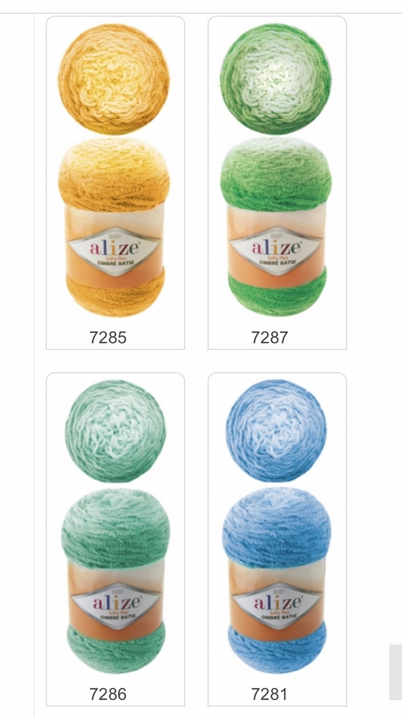 Yarn Alize SOFTY PLUS OMBRE Batik Yarn Plush Yarn Gradient Yarn Bulky Yarn Multicolor Yarn Chunky Yarn Baby Rainbow Yarn Color Mix