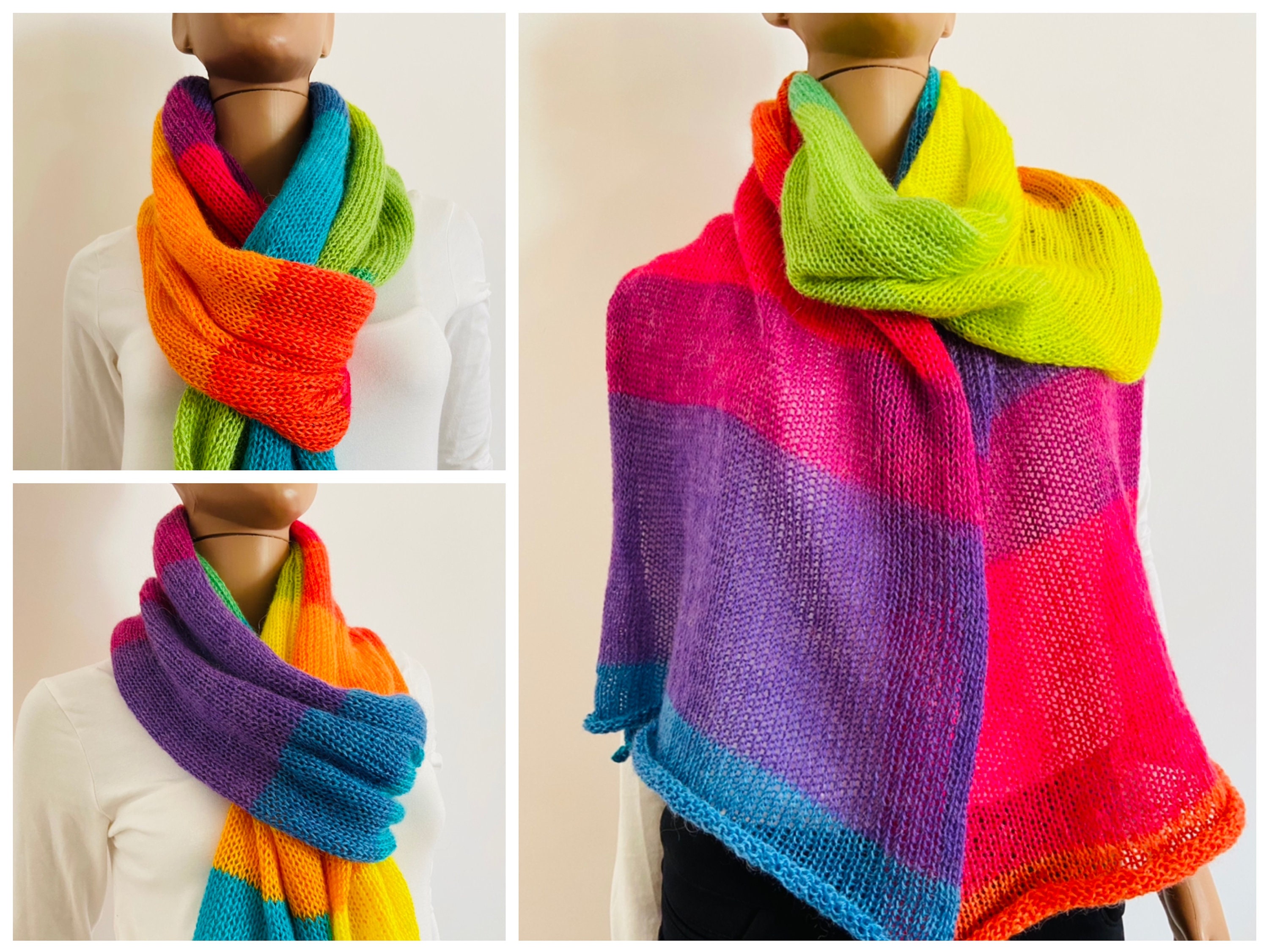 NKNIT mix stripe big KNIT scarf ネット売り www.m