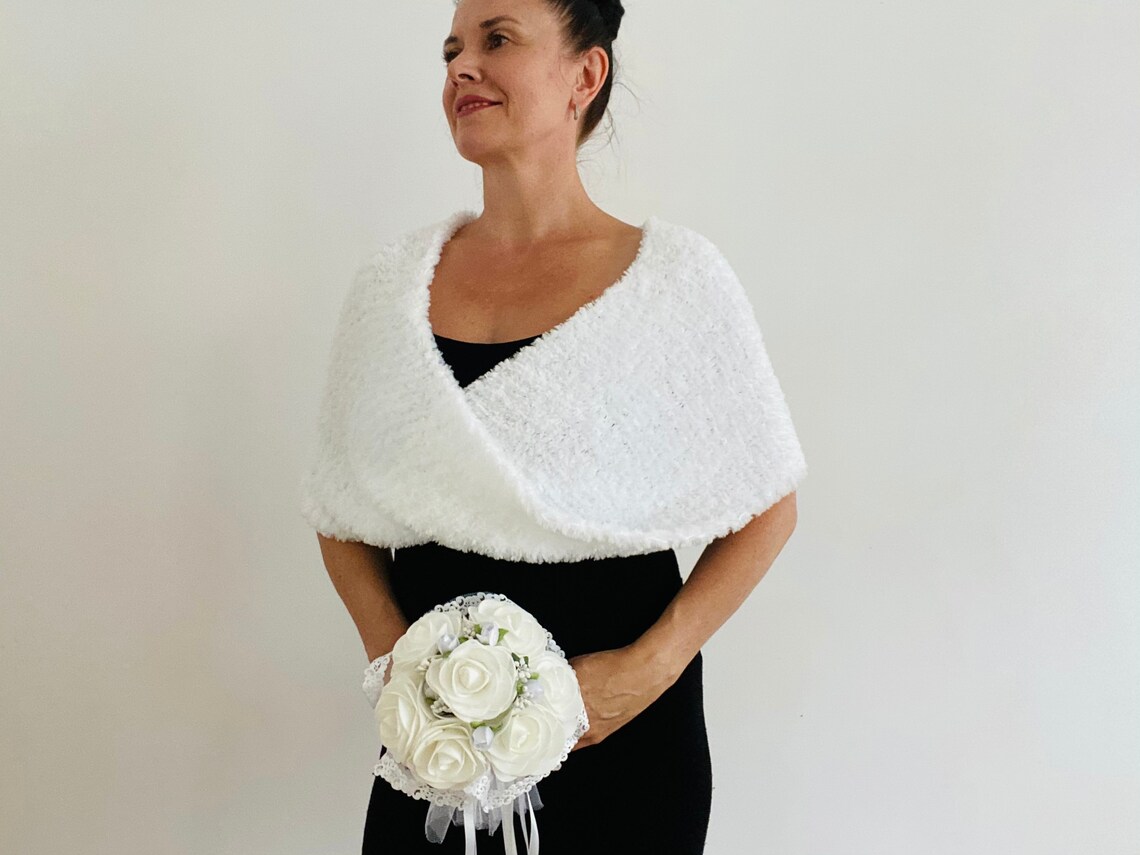 From USA Flower Girl Shawl White Shrug Winter Wedding Shawl Etsy