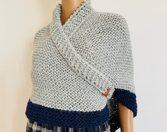 Gray Outlander Alpaca Shawl: Claire Fraser Wool Hand Knitted Wrap