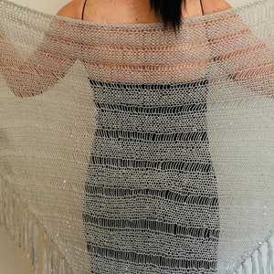 from USA Gray Mohair Wedding Shawl Fringe Triangle Shawl Sequins Bridal Shawl, Bride Wool Shawl Women, Bridesmaid Shawl Length 133/340cm image 3