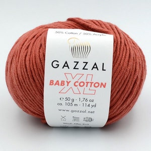 Yarn Gazzal BABY COTTON XL Yarn Organic Cotton Yarn Hypoallergenic Vegan Yarn Baby Yarn Booties Crochet Sweater Pullover Poncho