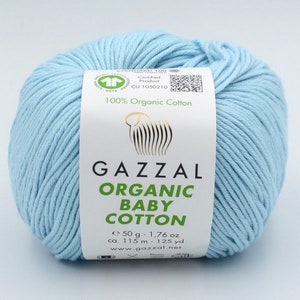 Yarn Gazzal ORGANIC BABY COTTON Yarn Organic 100 Cotton Yarn Hypoallergenic Yarn Vegan Yarn Booties Crochet Sweater Poncho Pullover