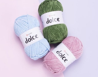 Yarn YARNART DOLCE Yarn, Velour Yarn, Plush Yarn, Bulky Yarn, Soft Yarn, Hypoallergenic Yarn, Velvet Yarn, Baby yarn, Summer yarn