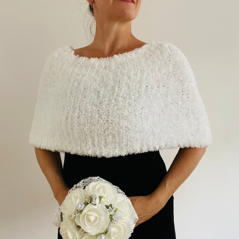 Flower girl shawl white shrug winter wedding shawl ivory Etsy