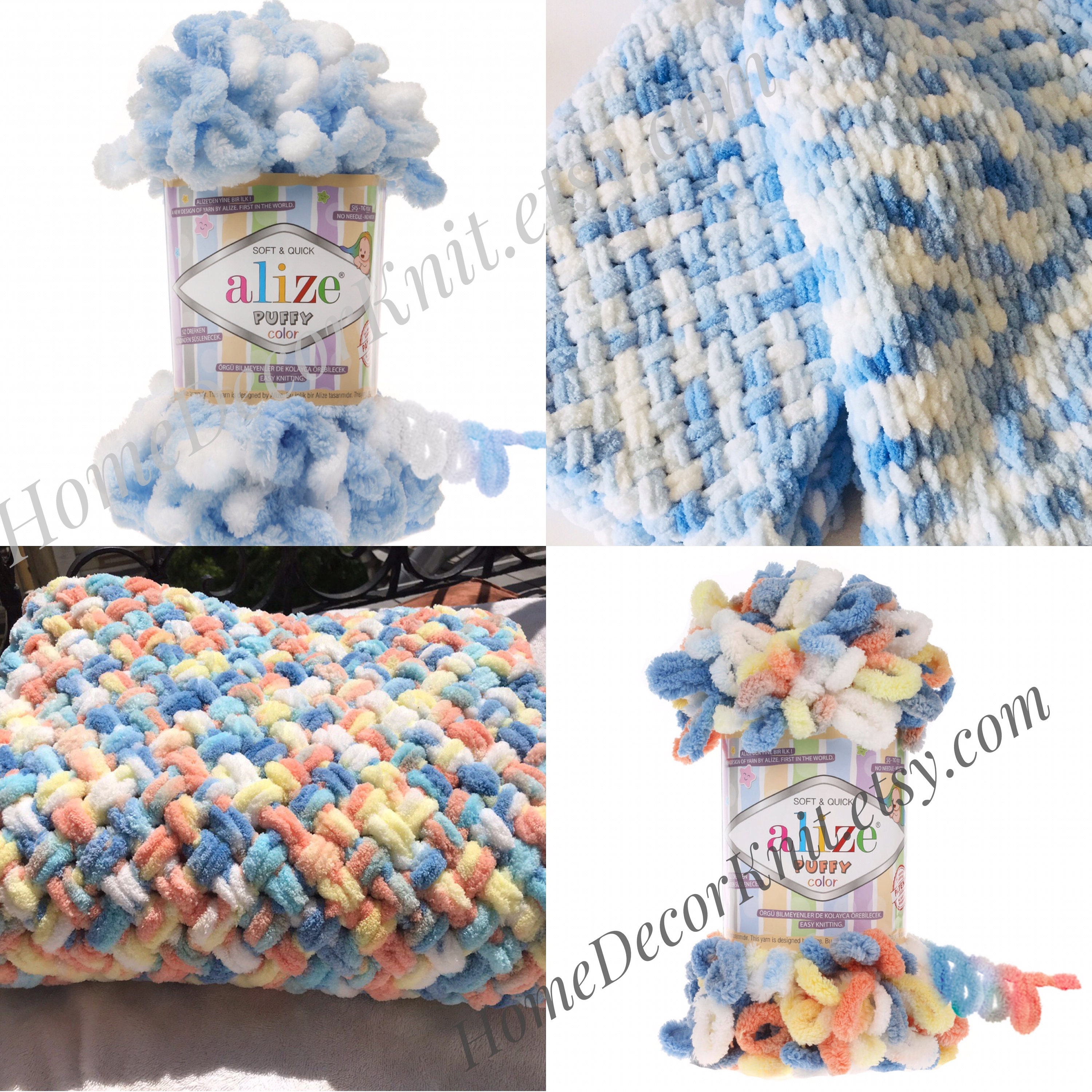Yarn ALIZE PUFFY COLOR Yarn Gradient Baby Rainbow Blanket Etsy