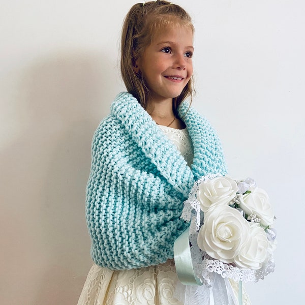 Flower girl shawl mint shrug winter wedding kids shrug childs bolero communion shrug kids bolero little girls bolero kids cape childs shrug