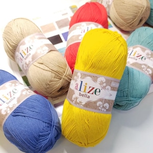 Yarn Bella 100 Cotton Alize yarn Crochet Soft Summer knitting yarn hypoallergenic cotton Amigurumi eco vegan yarn