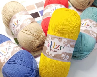 Yarn Bella 100 Cotton Alize yarn Crochet Soft Summer knitting yarn hypoallergenic cotton Amigurumi eco vegan yarn