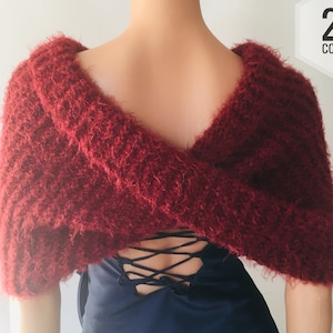 Burgundy wedding faux fur wrap, Pink crochet bride fuzzy shawl, wedding Lace bridal cape jacket, shrug bolero capelet, cover up Blue Gray 77