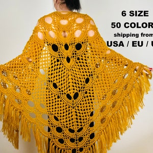 from USA Mustard Bride Shawl Fringe, Yellow Wedding shawl, Bridal Cover up, Bridesmaid Wrap Gift, Brown Evening shawl Lace white black 77