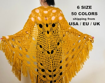 from USA Mustard Bride Shawl Fringe, Yellow Wedding shawl, Bridal Cover up, Bridesmaid Wrap Gift, Brown Evening shawl Lace white black 77