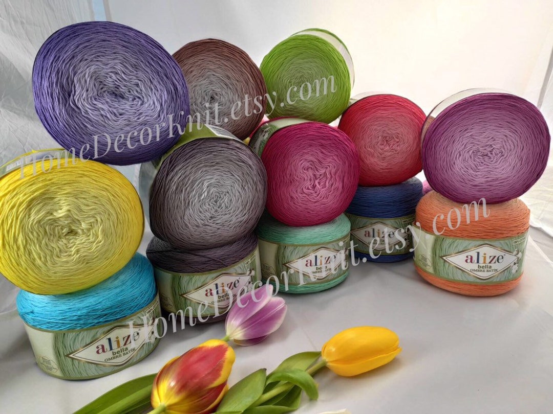 Yarn Alize BELLA OMBRE BATIK Yarn 250 Gr 100 Gradient Yarn Cotton Yarn
