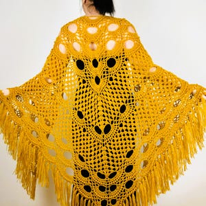 Mustard Lace Mohair Fringe Shawl, Bridal Wedding Wrap