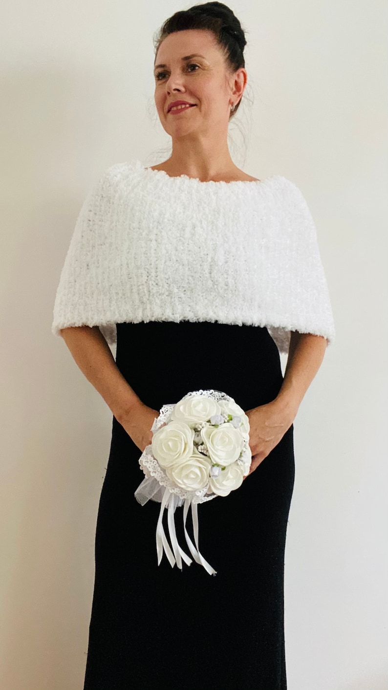 Flower girl shawl white shrug winter wedding shawl ivory Etsy