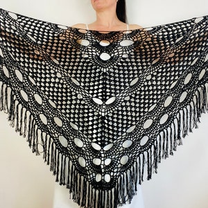Alpaca Black Wedding Shawl fringe Wool Bridal Shawl women, Bride Triangle Shawl Fringe, Bridesmaid Shawl Plus Size