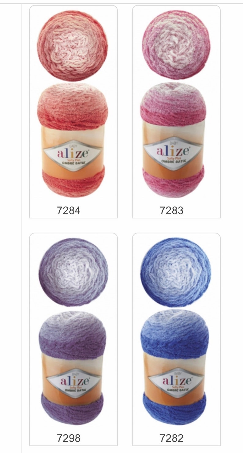 Yarn Alize SOFTY PLUS OMBRE Batik Yarn Plush Yarn Gradient Yarn Bulky Yarn Multicolor Yarn Chunky Yarn Baby Rainbow Yarn Color Mix