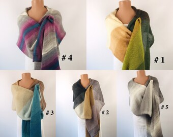 Rainbow Scarf Mohair Scarf Women Wool Scarf Long Striped Scarf, Designer Scarf, Warm Plaid Scarf, Hand Knit Scarf Oversized Blanket Scarf