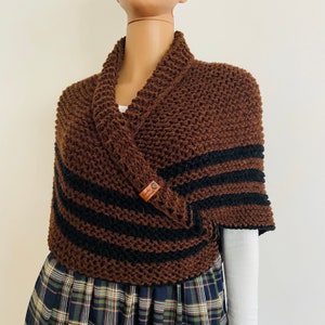from USA Outlander Alpaca Shawl Claire Fraser, Brown Knit Shoulders Wrap Season 5 6, Triangle Wool Shawl Anniversary gift for wife mother