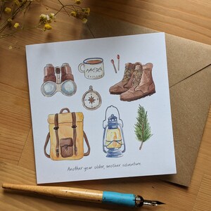 Adventure birthday card Birthday card for him Outdoorsy Greetings Card Camping Into the Woods image 2