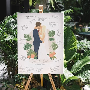 Illustrated Wedding Guest Book, Custom Wedding Guestbook Alternative with Personalised Portrait, Digital File Only