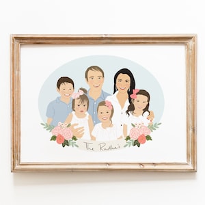 Custom Family Portrait, Illustrated family print, Family and Pet Painting, Couple Portrait, Digital File, Illustrated Portrait, Housewarming