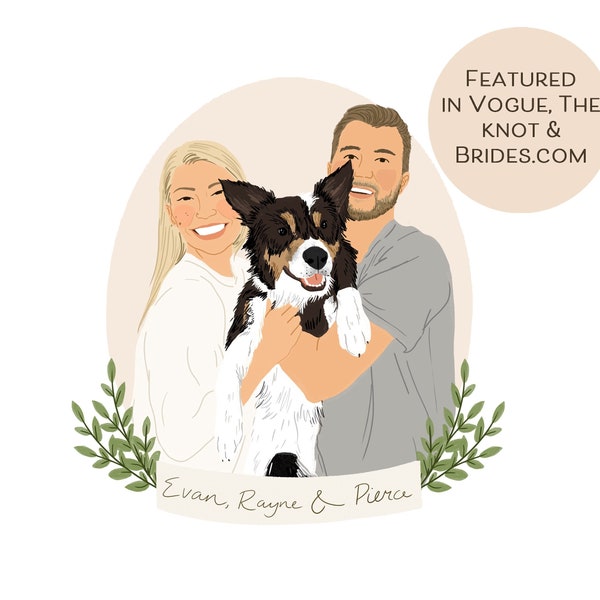 Custom Portrait, Couple Portrait from photo, Wedding illustration, Digital file, Engagement Gift, Personalised, Pet Portrait, Family