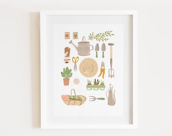 The Gardener Art Print, Cottagecore decor, Living room art print, garden lover gift, wall art, home decor, gardening gift, botanical,