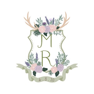 Custom wedding crest, Custom wedding illustration, Wedding monogram, Wedding logo, Wedding Invitation, Digital Only, Wedding gift