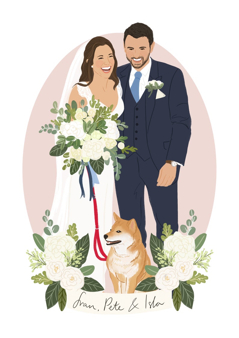 Custom Portrait, Couple Portrait from photo, Wedding illustration, Digital file, Engagement Gift, Personalised, Pet Portrait, Family image 6