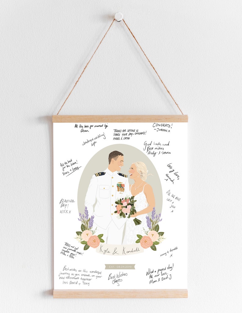 Illustrated Wedding Guest Book, Custom Wedding Guestbook Alternative with Personalised Portrait, Digital File Only image 4