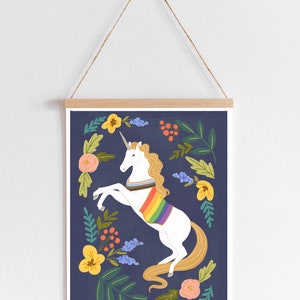 LGBTQ Print, Pride Unicorn Print Dark