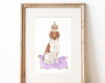 Watercolour Pet Portrait A5, Custom Watercolour Painting, Royal Pet Portrait, Hand Painted illustration, Dog painting, Personalised art