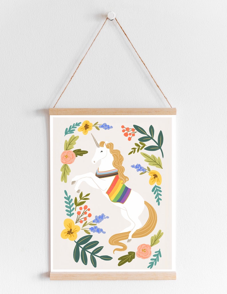 LGBTQ Print, Pride Unicorn Print Light