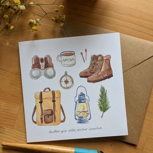 Adventure birthday card Birthday card for him Outdoorsy Greetings Card Camping Into the Woods image 4