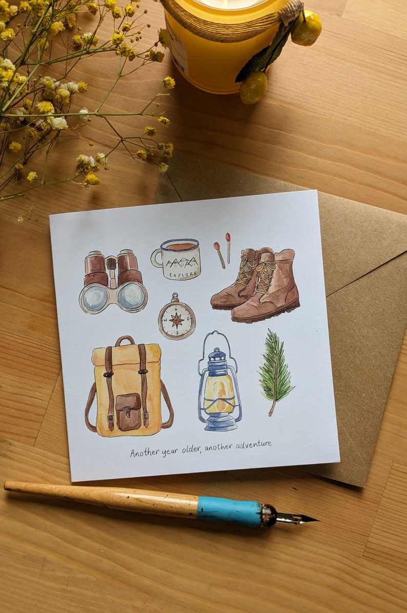 Adventure birthday card Birthday card for him Outdoorsy Greetings Card Camping Into the Woods image 4