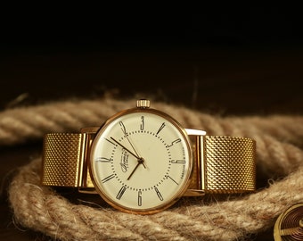 Reloj soviético, relojes Vympel, reloj de la URSS, reloj antiguo, reloj vintage, relojes para hombres, reloj clásico, reloj delgado, reloj mecánico