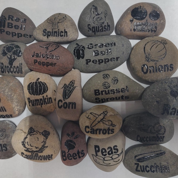 Garden Label Rocks Etsy