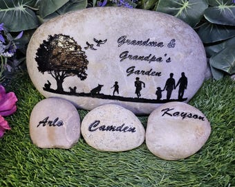 10in Grandma Garden Rock 5in Name stones Kids Custom To Order Carved namesake family stone engraved rocks garden stones etched etched Etch