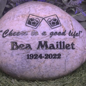 Planted to celebrate a life well lived Real Stone River Rocks Memorial Stones Memorial Marker Funeral Gift Outdoor Memorial Engraved Garden image 5