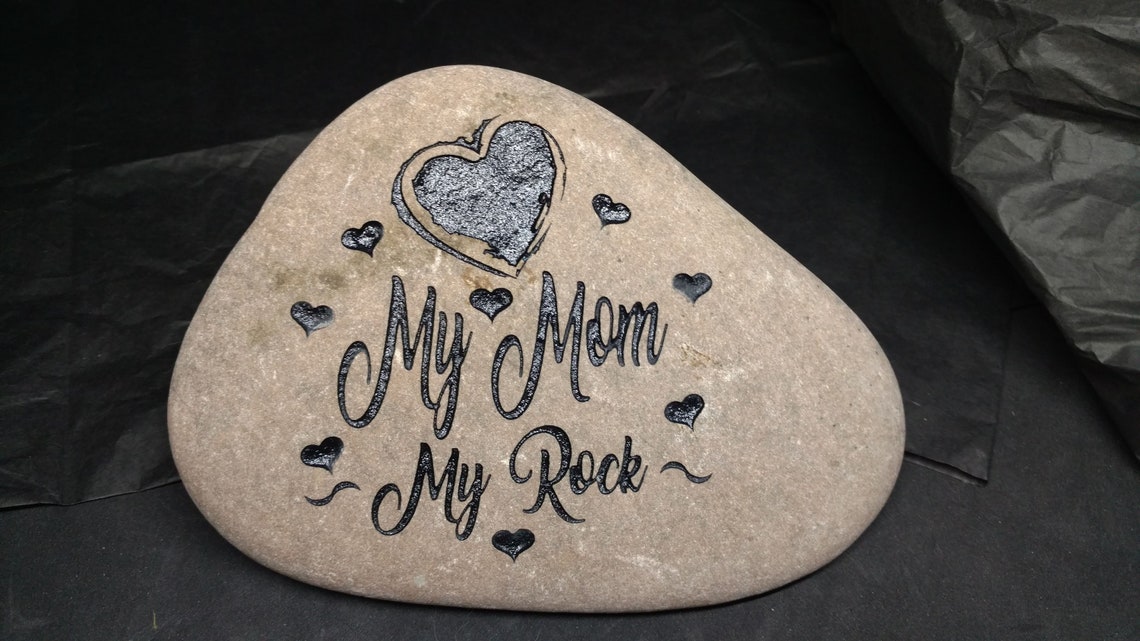 My Mom My Rock Stones Garden Rocks Kids Custom to Order Carved Etsy