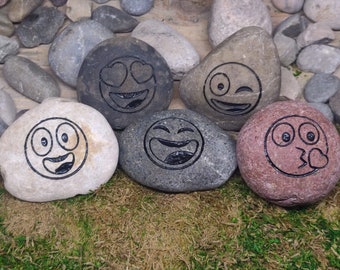 Emoji Anything Added Team Inspirational Stones River Rocks Custom Order Carved Namesake Family Name Stone Engraved Garden Etched Etching