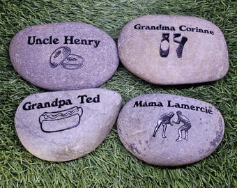 5 en 2 faces prénoms Hope inspirational Stones Garden River Rocks sculpté sur mesure homonyme famille pierre gravé jardin gravé roche gravé rivière