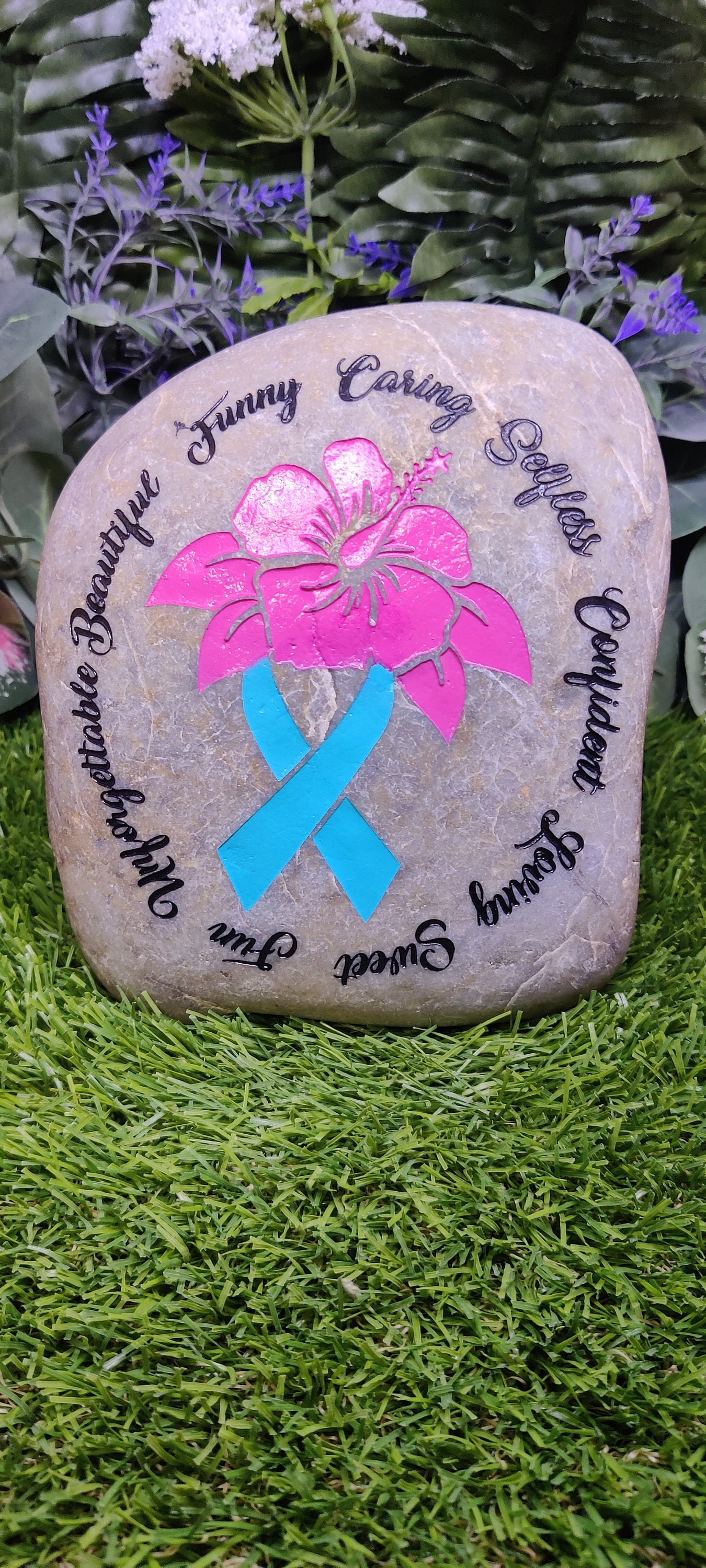Cancer Support Rocks Pink Breast Cancer Survivor Awareness Recovery Remission Remembrance ...