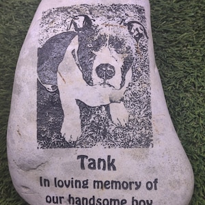 Photo Picture Remembrance Pet Dog Cat Name Stone Memorial Rock Gift Colors very Etched With Sandblaster Personalized Gift Memory Collectible