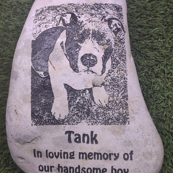 Photo Picture Remembrance Pet Dog Cat Name Stone Memorial Rock Gift Colors very Etched With Sandblaster Personalized Gift Memory Collectible