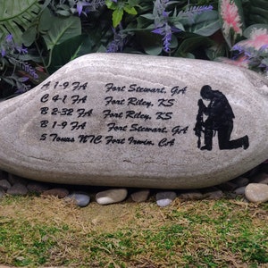 Veterans Day Veteran Memorial Holiday Stones River Rocks Custom Order Carved Namesake Family Name Stone Engraved Garden Etched Etching