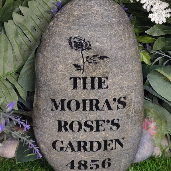 Ogród Moira's Rose's 4856 Podobieństwo Kamień rzeczny Każdy kamień jest zamówieniem niestandardowym Wykonane w USA Rzeźbiony Rodzina Grawerowany Ogród Wytrawiony Wytrawianie